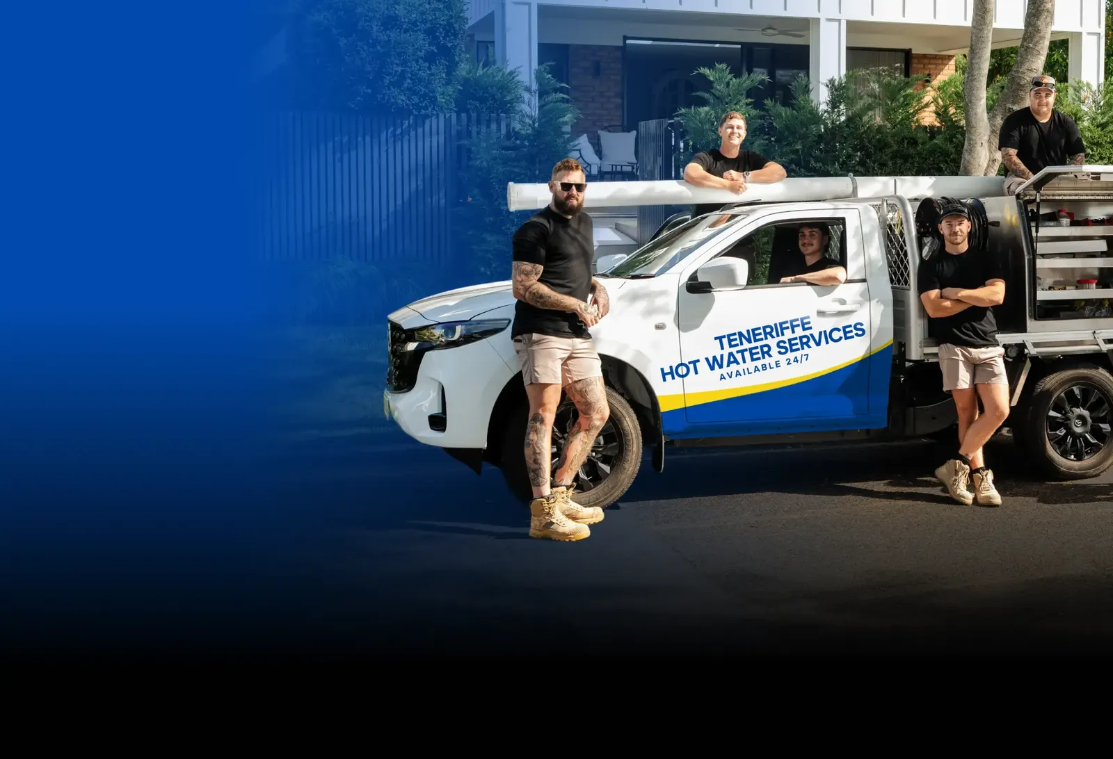 Teneriffe Hot Water Services team with the ute